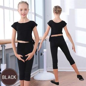 img 2 attached to 🤸 Active Girls' Gymnastics Clothing: Leotard Outfits with Sleeves and Leggings