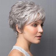 🏼 stylish and natural looking grey pixie cut wig with bangs for white women - curly synthetic hair replacement logo