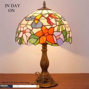 img 1 attached to 🌸 Tiffany Style Stained Glass Hummingbird Bedside Table Lamp: 18" Tall with LED Bulb - Perfect for Living Room, Bedroom, or Library