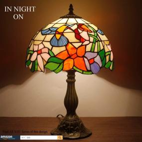 img 3 attached to 🌸 Tiffany Style Stained Glass Hummingbird Bedside Table Lamp: 18" Tall with LED Bulb - Perfect for Living Room, Bedroom, or Library