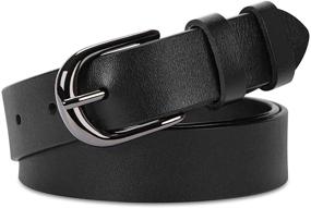 img 4 attached to Women Leather Jeans Western Buckle Women's Accessories