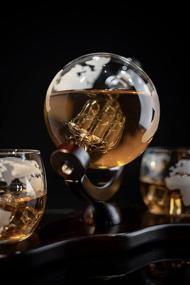 img 2 attached to 🌍 Exquisite Whiskey Decanter Set: Globe Design with 2 Etched Glasses and Whiskey Stones - Ideal for Whiskey, Scotch, Bourbon 850ml