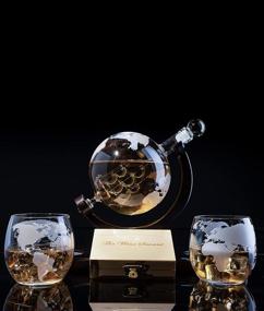 img 1 attached to 🌍 Exquisite Whiskey Decanter Set: Globe Design with 2 Etched Glasses and Whiskey Stones - Ideal for Whiskey, Scotch, Bourbon 850ml