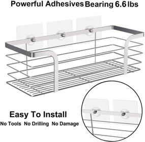 img 2 attached to 🚿 Stainless Steel Shower Caddy Set: 3-Pack Adhesive Shower Organizer with Soap Dish and Bath Hook for Bathroom and Toilet, No Drilling Required