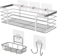 🚿 stainless steel shower caddy set: 3-pack adhesive shower organizer with soap dish and bath hook for bathroom and toilet, no drilling required logo