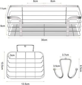 img 1 attached to 🚿 Stainless Steel Shower Caddy Set: 3-Pack Adhesive Shower Organizer with Soap Dish and Bath Hook for Bathroom and Toilet, No Drilling Required