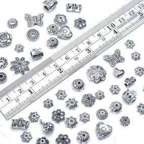 img 3 attached to 📿 Versatile Tibetan Alloy Spacer Beads: 200g (Approx. 400-500pcs) for Jewelry Making, DIY Bracelet, Necklace Crafts - Flower Bead Caps, Bail Beads, Rondelle Beads