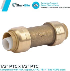 img 3 attached to 🦈 SharkBite U2008-0000LFA 1/2 inch Brass Check Valve: Push-to-Connect for Copper, PEX, CPVC