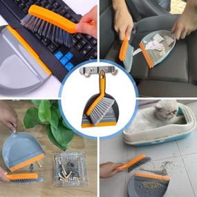 img 1 attached to 🧹 Good Grips Small Dustpan and Brush Set - Comfortable Use, Orange & Gray, 10 Inches