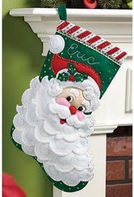 img 3 attached to 🎅 Bucilla 86648 Jolly Saint Nick Stocking Felt Applique Kit - 18" Long - Festive Christmas Craft