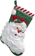 🎅 bucilla 86648 jolly saint nick stocking felt applique kit - 18" long - festive christmas craft logo