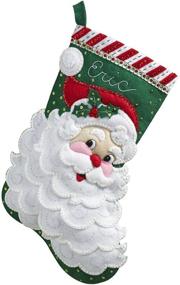 img 4 attached to 🎅 Bucilla 86648 Jolly Saint Nick Stocking Felt Applique Kit - 18" Long - Festive Christmas Craft