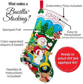 img 2 attached to 🎅 Bucilla 86648 Jolly Saint Nick Stocking Felt Applique Kit - 18" Long - Festive Christmas Craft