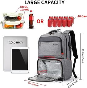 img 2 attached to Women's Lunch Backpack with Insulated Cooler Compartment, USB Port, 15.6 Inch Laptop Sleeve, Waterproof Food Bag for Work, School, Beach, Camping, and Picnics