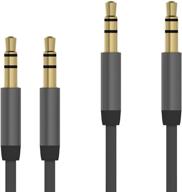 talkworks aux cable 3.5mm audio cord for car - 2 pack 6ft long heavy duty male to male jack extension adapter for apple iphone, android, samsung galaxy, headphones, stereo - slate logo