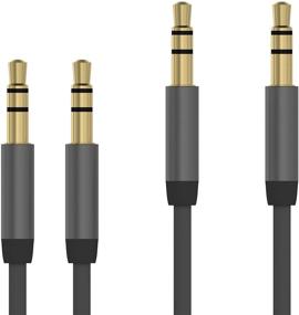 img 4 attached to TalkWorks Aux Cable 3.5mm Audio Cord for Car - 2 Pack 6ft Long Heavy Duty Male to Male Jack Extension Adapter for Apple iPhone, Android, Samsung Galaxy, Headphones, Stereo - Slate