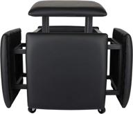 🪑 lugshiree leather square ottoman bench with wheels – multipurpose 5-in-1 nesting stool for living room and dining, stackable barstool, foot stool – 15.74x15.74x16.53 inches – black logo