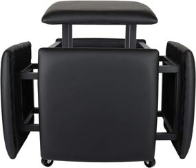 img 4 attached to 🪑 LUGSHIREE Leather Square Ottoman Bench with Wheels – Multipurpose 5-in-1 Nesting Stool for Living Room and Dining, Stackable Barstool, Foot Stool – 15.74x15.74x16.53 inches – Black