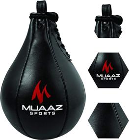 img 1 attached to MUZ Speed Ball Boxing Cowhide Leather Muay Thai Training Speed Bag Punching Dodge Bag Workout Speedball MMA Speed Bag Kit with Free Hanging Swivel