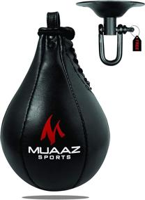 img 3 attached to MUZ Speed Ball Boxing Cowhide Leather Muay Thai Training Speed Bag Punching Dodge Bag Workout Speedball MMA Speed Bag Kit with Free Hanging Swivel