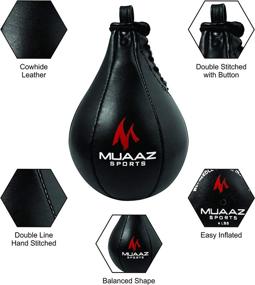 img 2 attached to MUZ Speed Ball Boxing Cowhide Leather Muay Thai Training Speed Bag Punching Dodge Bag Workout Speedball MMA Speed Bag Kit with Free Hanging Swivel