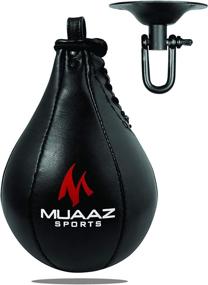 img 4 attached to MUZ Speed Ball Boxing Cowhide Leather Muay Thai Training Speed Bag Punching Dodge Bag Workout Speedball MMA Speed Bag Kit with Free Hanging Swivel