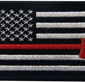 img 2 attached to Firefighter Axe Embroidered Tactical Morale Hook 🪓 & Loop Patch - Rocking Planet US Flag