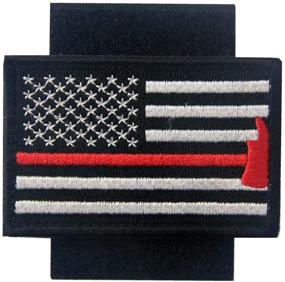 img 1 attached to Firefighter Axe Embroidered Tactical Morale Hook 🪓 & Loop Patch - Rocking Planet US Flag