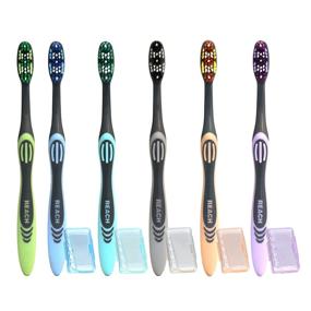 img 3 attached to 🪥 6 Count REACH Essentials Toothbrush Set with Soft Bristles and Brush Caps in Silver