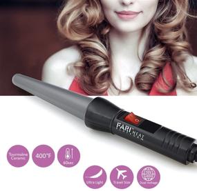 img 2 attached to 🔥 FARI Mini Hair Curling Iron Wand with Ceramic Tourmaline Coating, Dual Voltage Fast Heating Barrel for Salon Grade Wavy Hair in Minutes, Includes Heat Resistant Glove and Travel Pouch - Black