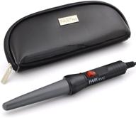 🔥 fari mini hair curling iron wand with ceramic tourmaline coating, dual voltage fast heating barrel for salon grade wavy hair in minutes, includes heat resistant glove and travel pouch - black logo