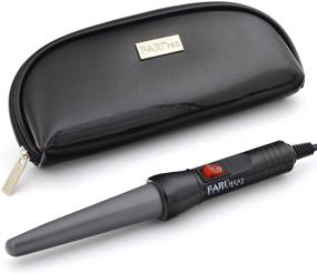 img 4 attached to 🔥 FARI Mini Hair Curling Iron Wand with Ceramic Tourmaline Coating, Dual Voltage Fast Heating Barrel for Salon Grade Wavy Hair in Minutes, Includes Heat Resistant Glove and Travel Pouch - Black