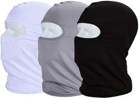 img 4 attached to 🎭 MAYOUTH Balaclava Sun/UV Face Mask UPF 50+ Ski Mask Neck Gaiter Face Scarf Outdoor Sports Pack of 3