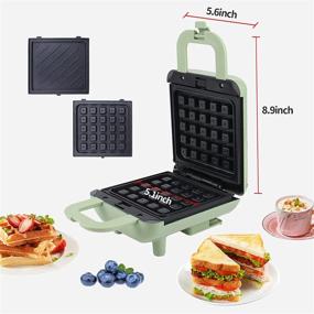 img 1 attached to 🥞 Green Mini Waffle Maker - Removable Plates, Belgian Waffle Iron, Panini Press, Breakfast Sandwich Maker, Grilled Cheese Maker - 600W Camping Machine for Kitchen Appliances