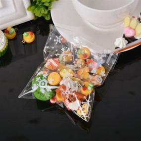 img 1 attached to AKOAK 100 Count Resealable Clear Snowflake Bags for Sweets, Cookies, Lollipops, Cakes - Ideal Packaging 🍬 Solution for Candy, Cookies and More, Perfect for Weddings, Birthdays and Christmas Parties (14cm x 14cm +3cm)