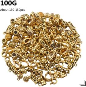 img 1 attached to 📿 BronaGrand 100g (Approximately 120-150pcs) Vintage Gold Bail Beads, Spacer Beads, Bail Tube Beads for Jewelry Making, Bracelet Charms, Necklace Pendants, Craft Supplies