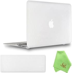 img 4 attached to 👑 UESWILL MacBook Air 13 inch Case 2010-2017 - Model A1466 A1369, Hard Shell & Clear Keyboard Cover + Microfiber Cloth, Clear