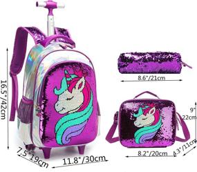 img 3 attached to 🦄 Unicorn Reversible Rolling Backpack for Kids in Backpacks