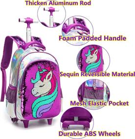img 2 attached to 🦄 Unicorn Reversible Rolling Backpack for Kids in Backpacks