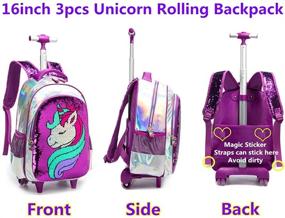 img 1 attached to 🦄 Unicorn Reversible Rolling Backpack for Kids in Backpacks
