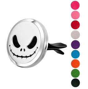 img 1 attached to 🎃 Wild Essentials Jack Skellington Car Air Freshener with Aromatherapy, Essential Oil Vent Diffuser, and 9 Refill Pads in Various Colors