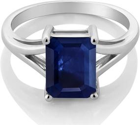 img 3 attached to 💎 Gem Stone King Blue Sapphire Women Engagement Ring - 925 Sterling Silver (2.45 Cttw, 9X7MM, Emerald Cut) - Sizes 5, 6, 7, 8, 9 Available