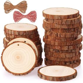 img 4 attached to 🎄 Fuyit Natural Wood Slices: 25-Count Craft Kit for DIY Christmas Ornaments & Crafts