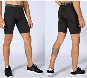 img 3 attached to 🏃 3-Pack Men's Compression Running Shorts with Phone Pocket: Stay Cool and Dry during Gym Workouts