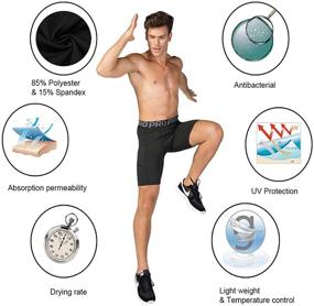 img 2 attached to 🏃 3-Pack Men's Compression Running Shorts with Phone Pocket: Stay Cool and Dry during Gym Workouts