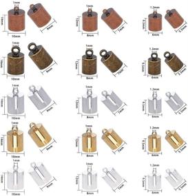 img 3 attached to PH PandaHall 150pcs Brass Leather Cord Ends Tassel Cap Cord Link Buckle for Kumihimo Barrel and Jewelry Making - 5 Color 3 Sizes (6mm, 8mm, 10mm)