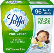 🤧 puffs plus lotion facial tissues, 4 to-go packs; 10 tissues per pack (pack of 24): soft and soothing tissues for on-the-go relief logo