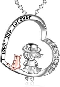 img 4 attached to Sterling Silver Cat Lady Necklace - Perfect Gift for Cat Lovers and Girls