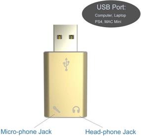 img 3 attached to 🎧 AllEasy Gold USB Sound Card Audio Adapter - USB External Stereo Sound Adapter for PC Computer - Headphone Microphone Adapter