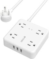 trond power strip with usb and surge protection - 4 outlets, 3 usb ports, wall mountable, 1440j protection, 5ft extension cord - compact & essential for home, dorm, office - white логотип